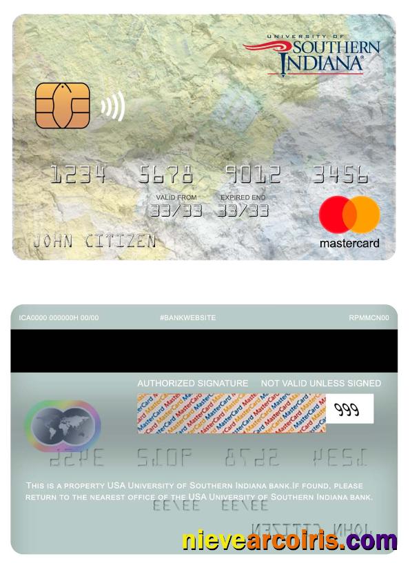 USA University of Southern Indiana bank mastercard